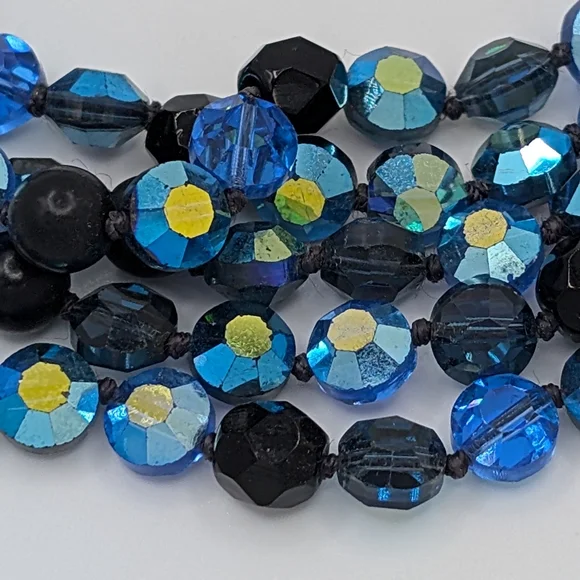 Vintage 16" Blue Glass Multi-strand Necklace - Picture 6 of 9
